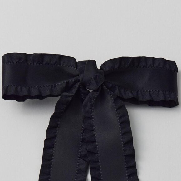 NWT Urban Outfitters Lettuce Edge Black Hair Bow Barrette - Picture 3 of 4